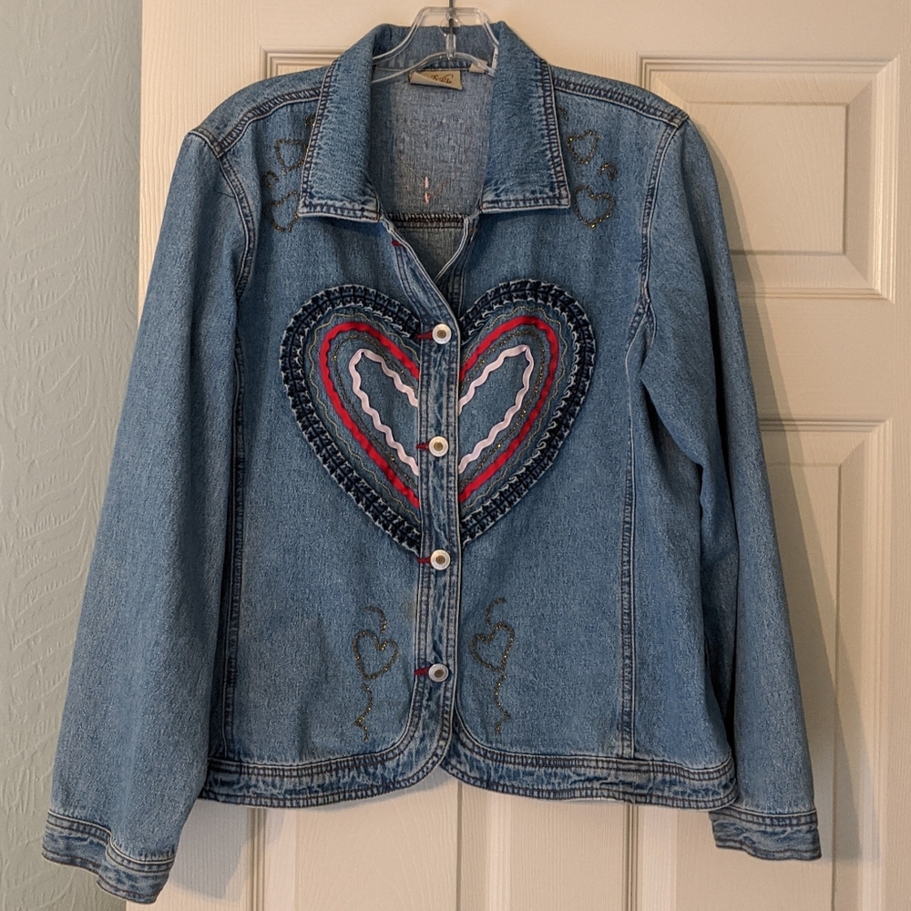 Crystal-Kobe Embroidered Jean Jacket Medium